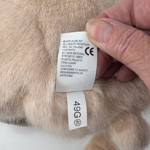 Vintage Dakin Huggables 16” Plush Pig Soft Curly Tail Stuffed Animal Tags Applau - Picture 8 of 10